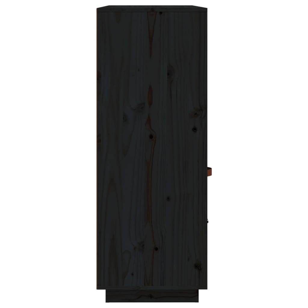 Висок шкаф, черен, 100x40x108,5 см, борово дърво масив