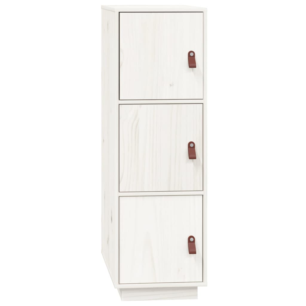 Висок шкаф, бял, 34x40x108,5 см, борово дърво масив
