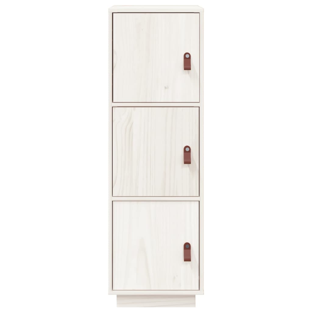Висок шкаф, бял, 34x40x108,5 см, борово дърво масив