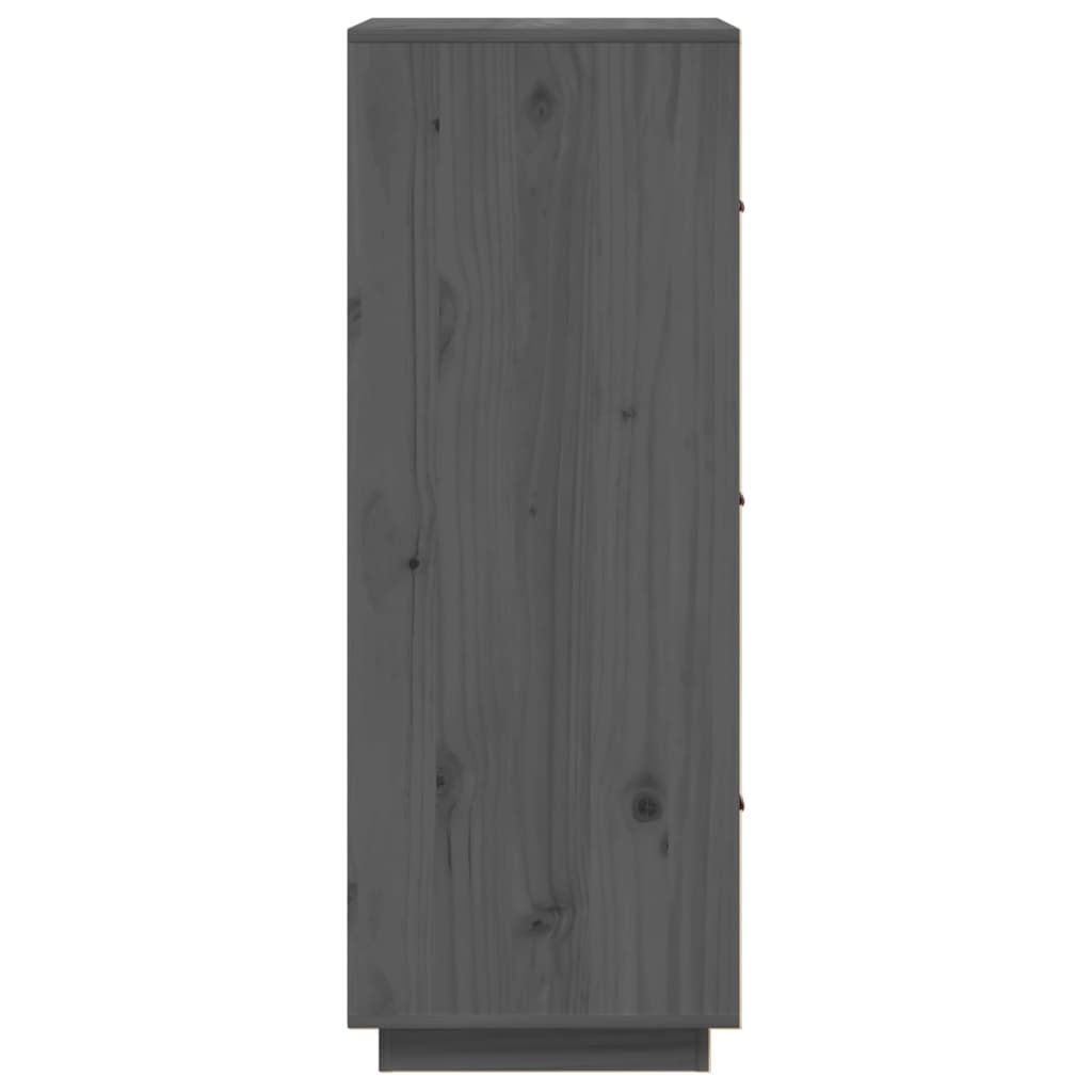 Висок шкаф, сив, 34x40x108,5 см, борово дърво масив