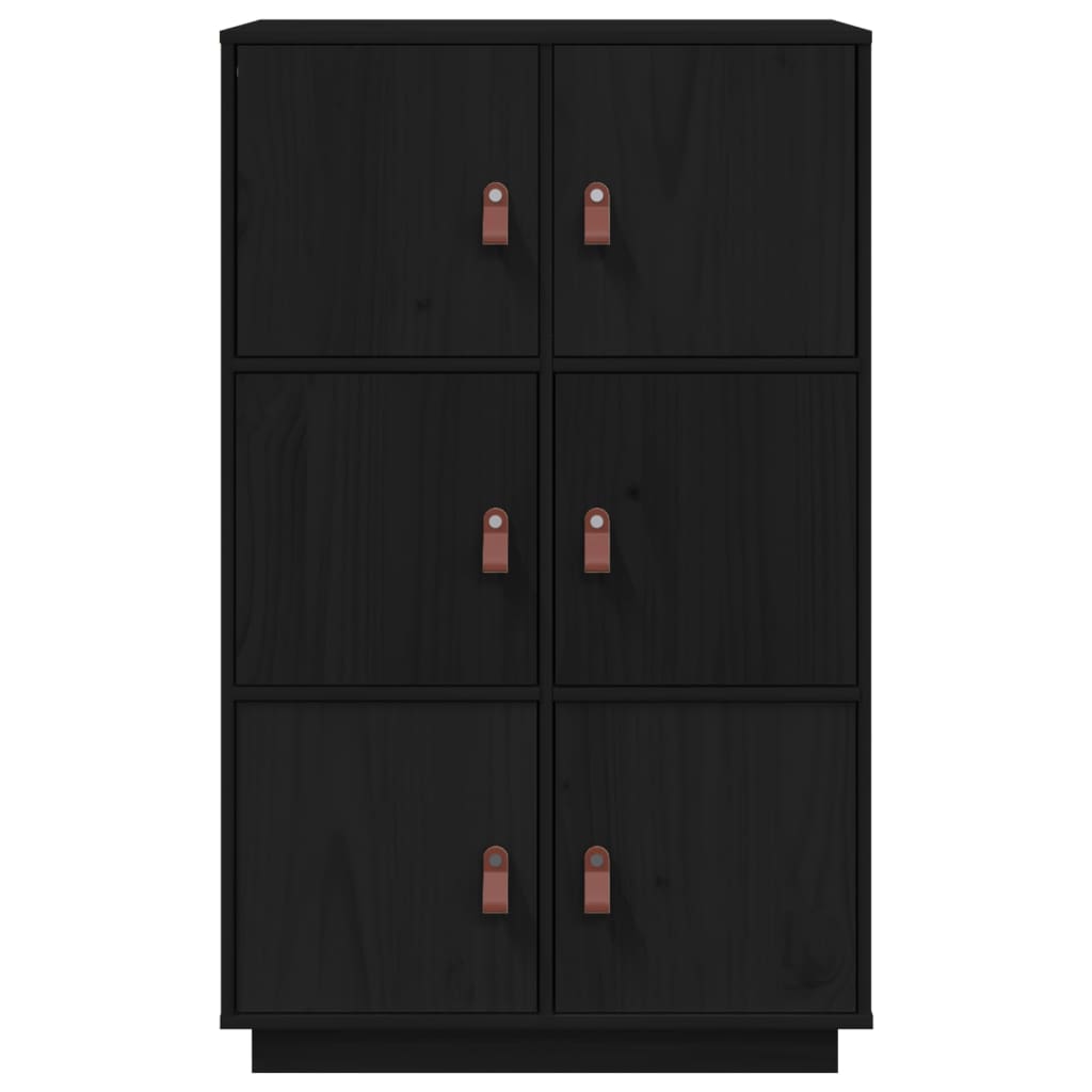 Висок шкаф, черен, 67x40x108,5 см, борово дърво масив