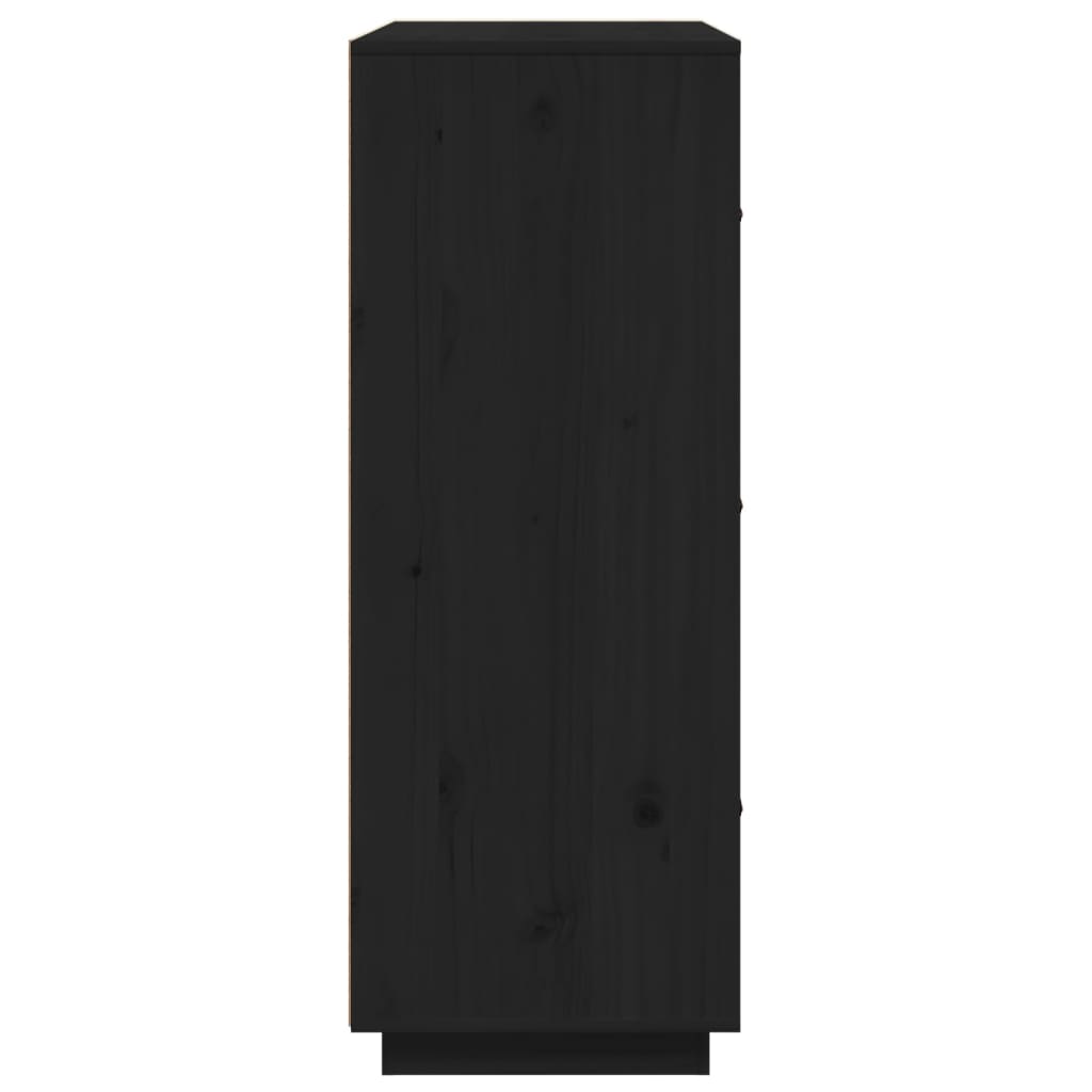 Висок шкаф, черен, 67x40x108,5 см, борово дърво масив