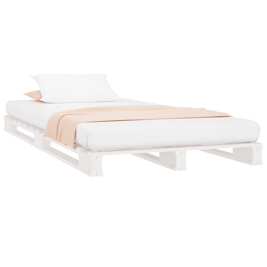 Легло от палети, бяло, 90x190 см, бор масив, 3FT Single