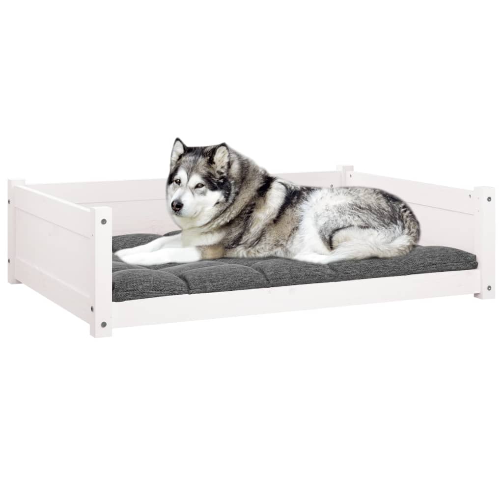 Кучешко легло, бяло, 105,5x75,5x28 см, борова дървесина масив