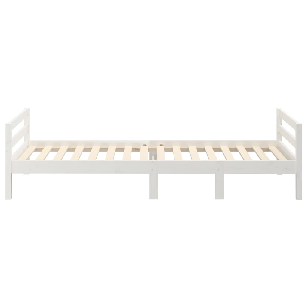 Рамка за легло, бяла, борово дърво масив, 90x200 см