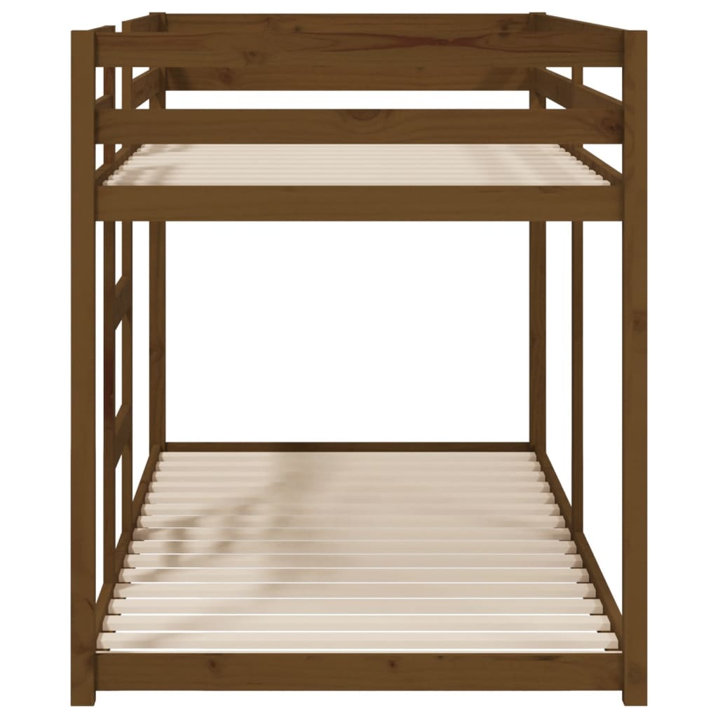 Двуетажно легло, меденокафяво, 90x200 см, борово дърво масив