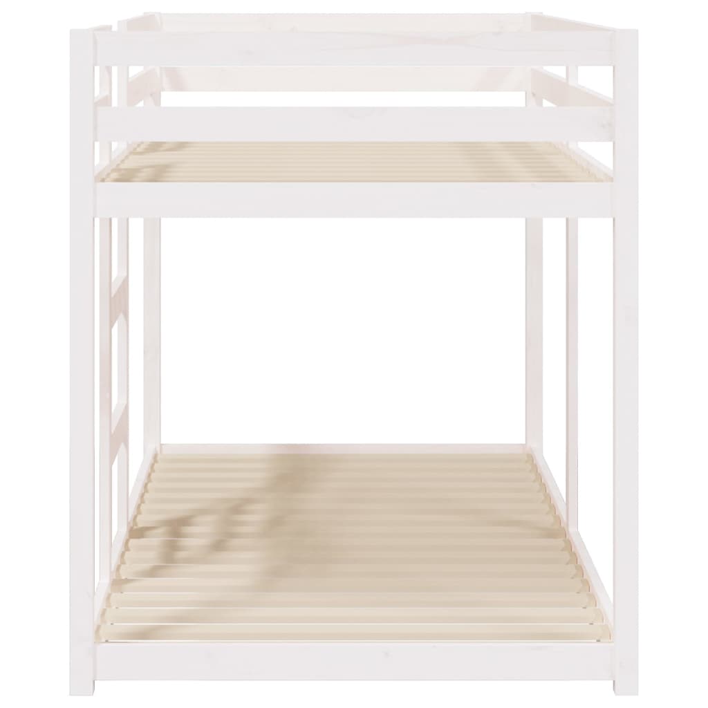 Двуетажно легло, бяло, 90x190 см, борово дърво масив
