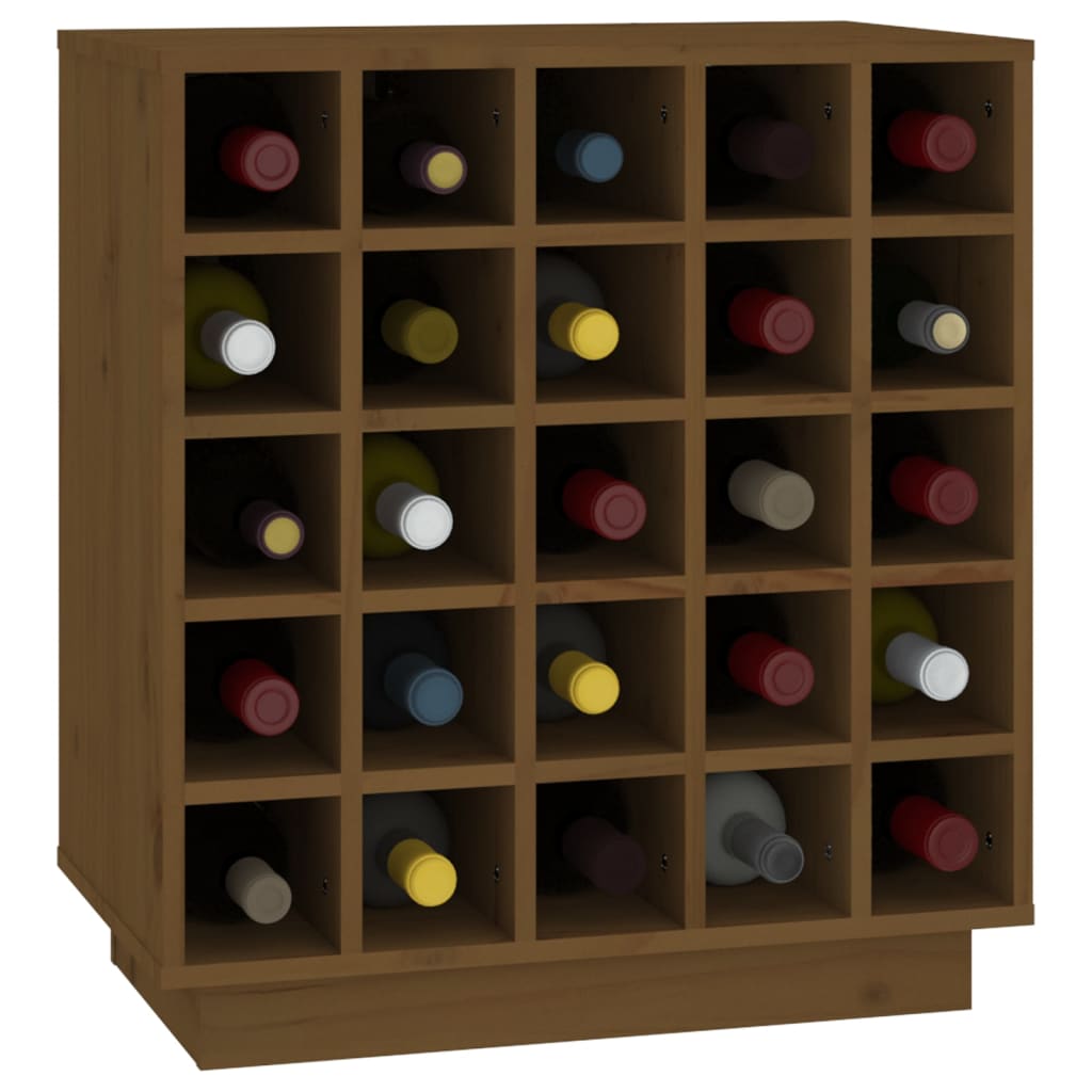 Шкаф за вино меденокафяв 55,5x34x61 см масивна дървесина бор