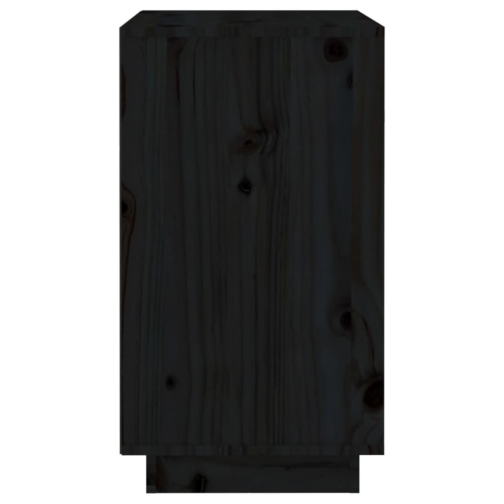 Шкаф за вино, черен, 55,5x34x61 см, борово дърво масив