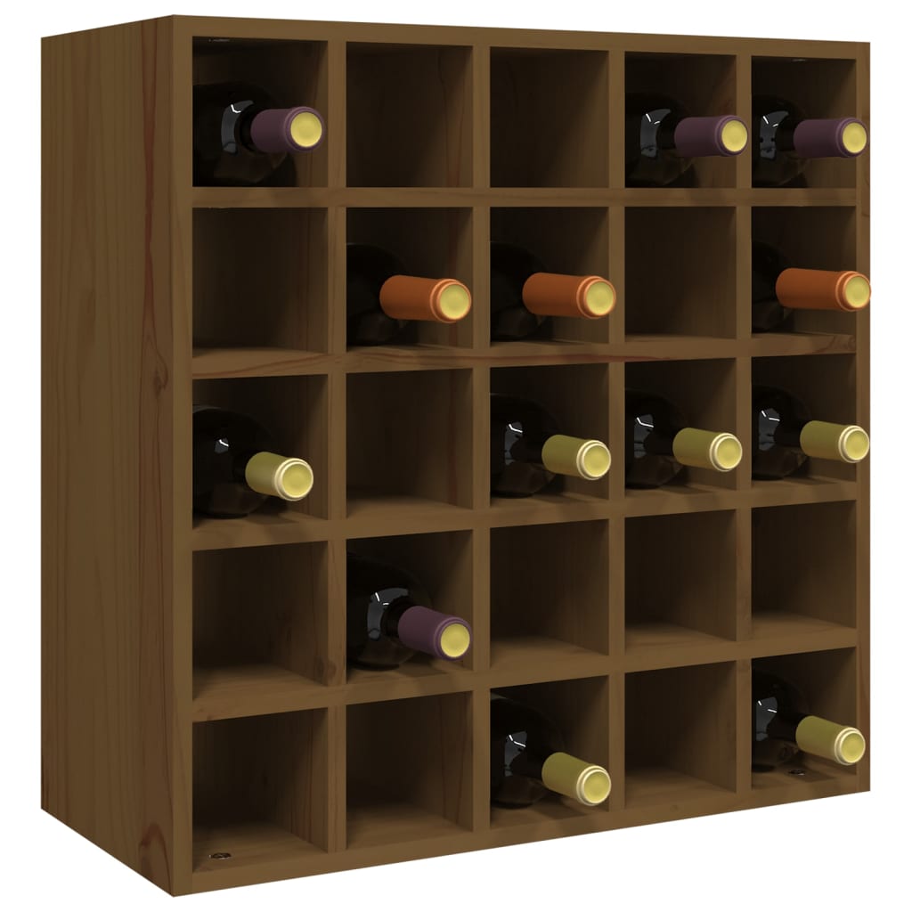 Шкаф за вино меденокафяв 56x25x56 см масивна дървесина бор