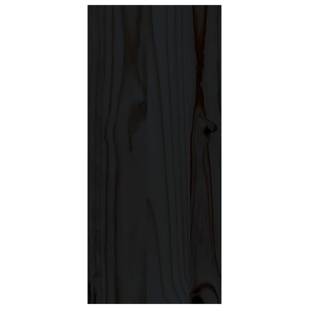 Шкаф за вино, черен, 56x25x56 см, борово дърво масив