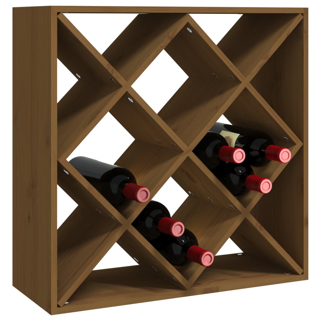 Шкаф за вино меденокафяв 62x25x62 см масивна дървесина бор