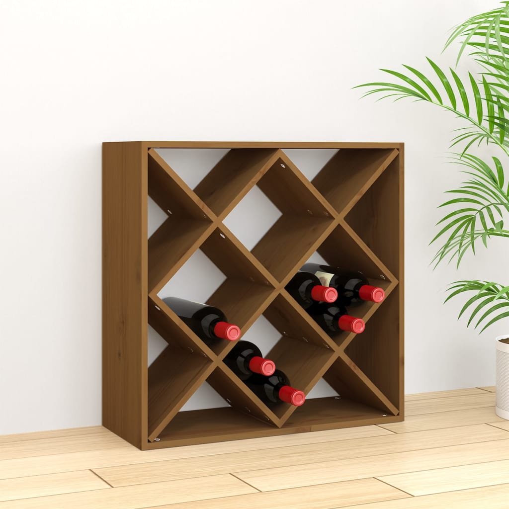 Шкаф за вино меденокафяв 62x25x62 см масивна дървесина бор