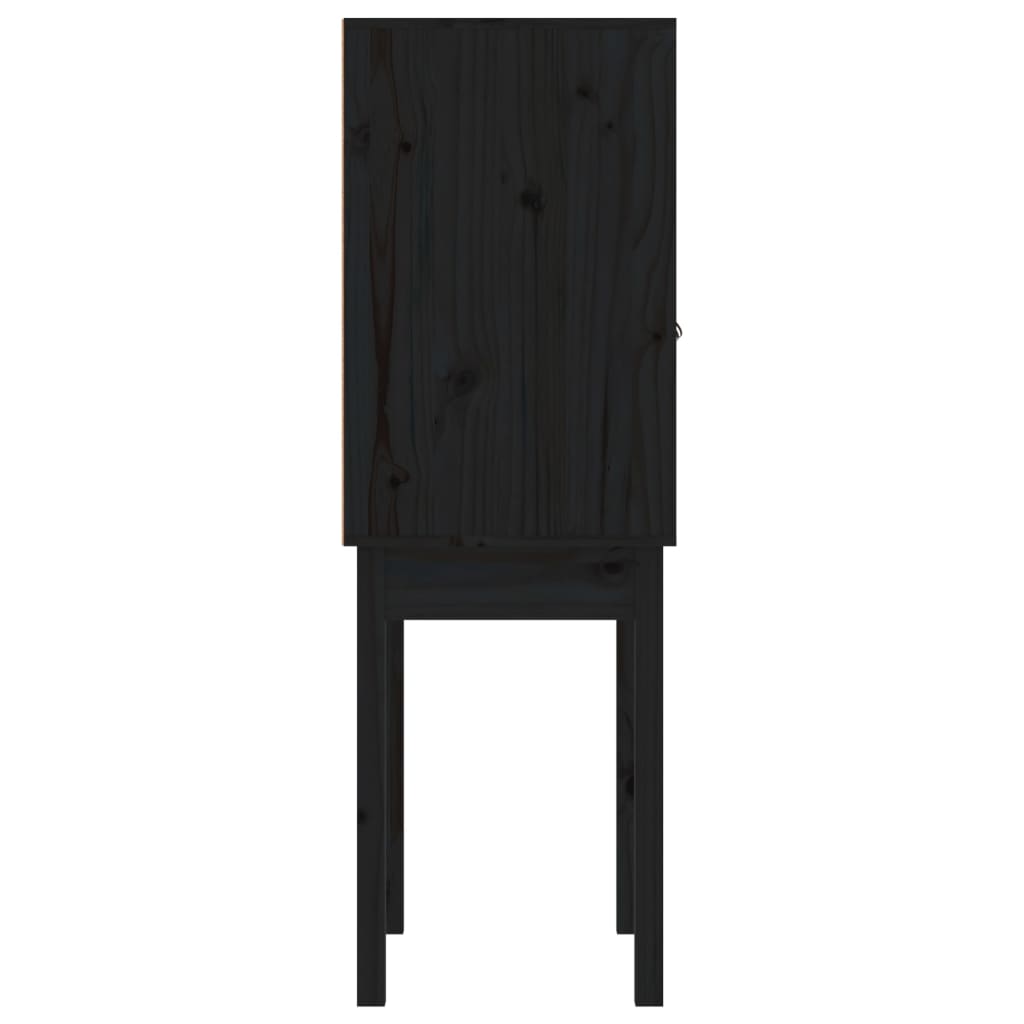 Висок шкаф, черен, 60x40x120 см, борово дърво масив