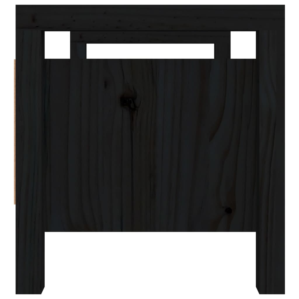 Пейка за антре, черна, 80x40x43 см, борово дърво масив