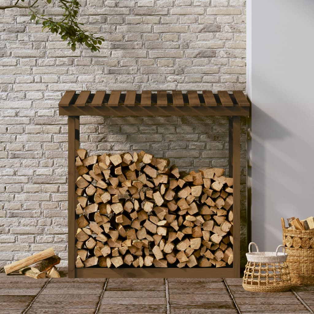 Поставка за дърва за огрев, сива, 108x64,5x110 см, бор масив