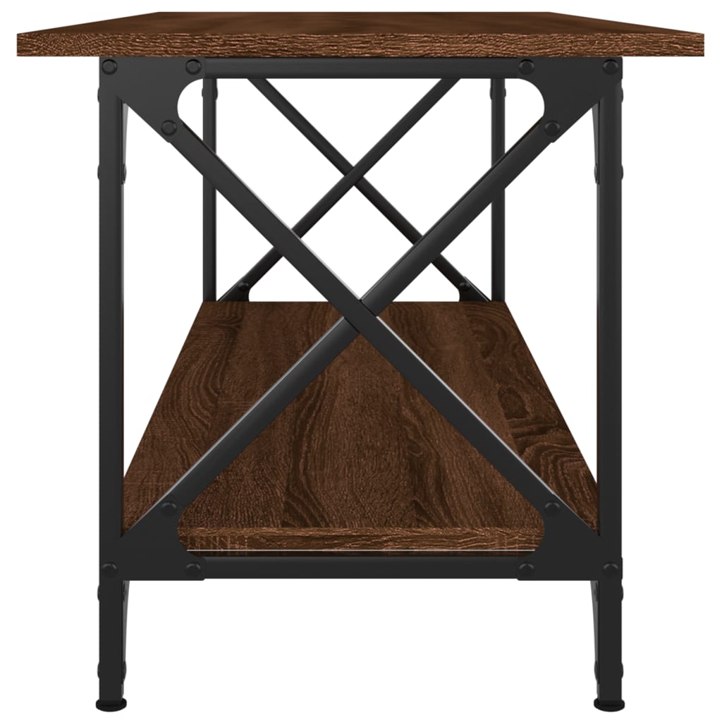 Кафе маса, кафяв дъб, 100x45x45 см, инженерно дърво и желязо