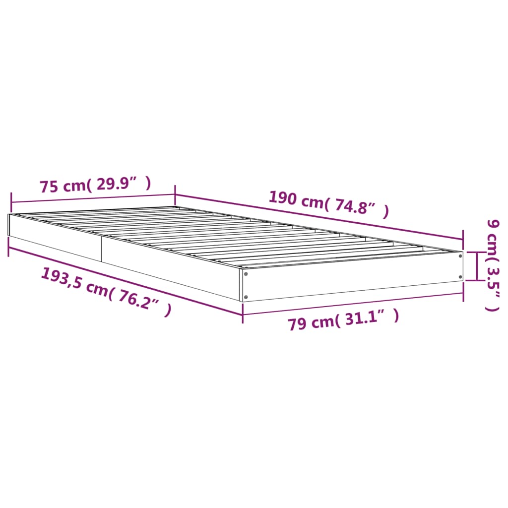 Рамка за легло 75x190 см Small Single борова дървесина масив