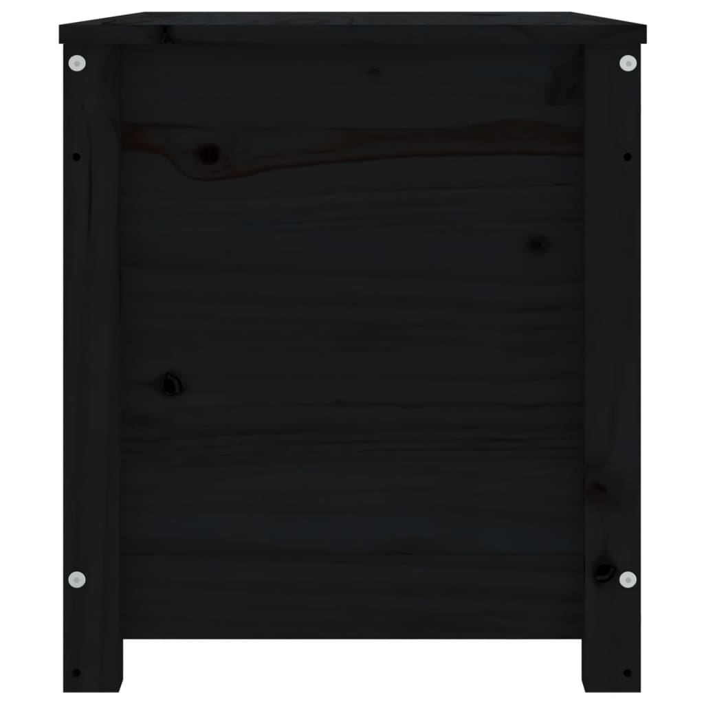 Кутия за съхранение, черен, 80x40x45,5 см, борово дърво масив