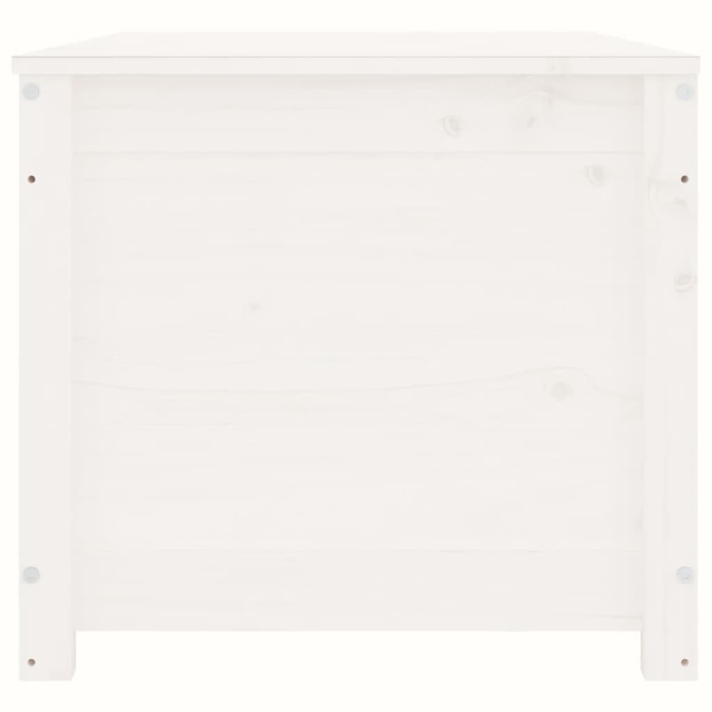 Кутия за съхранение, бяла, 110x50x45,5 см, борово дърво масив