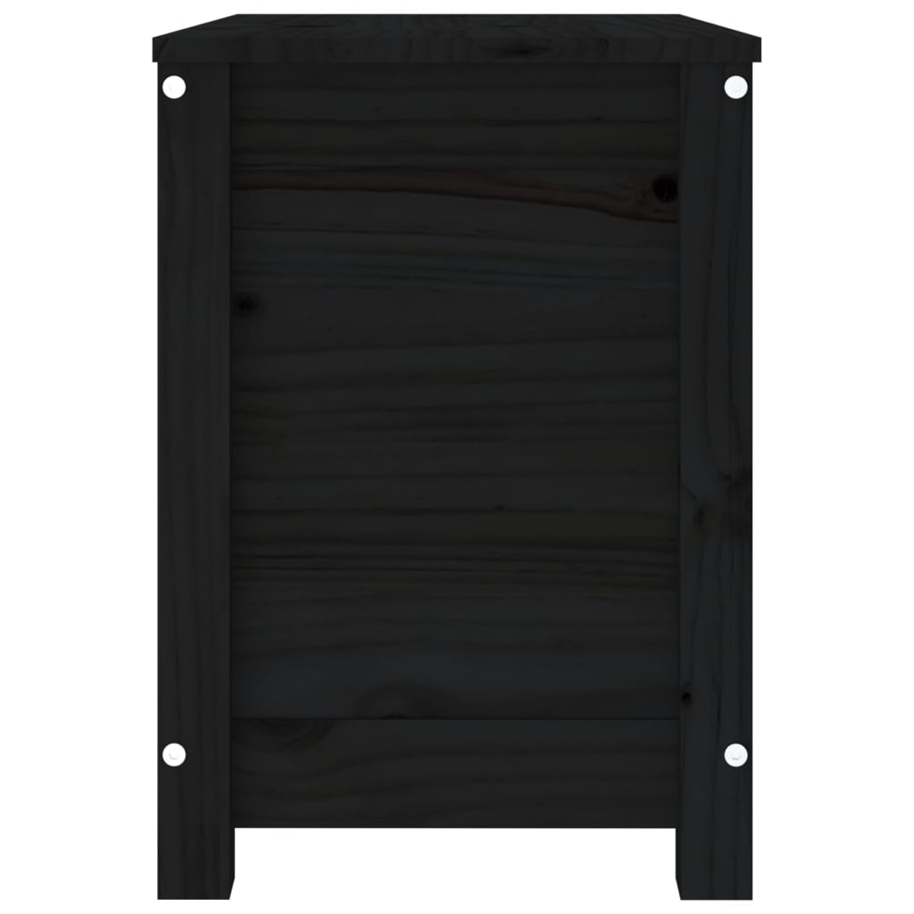 Кутия за съхранение, черен, 60x32x45,5 см, борово дърво масив