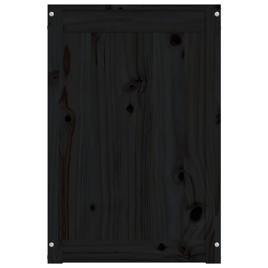 Кутия за пране, черна, 44x44x66 см, борово дърво масив