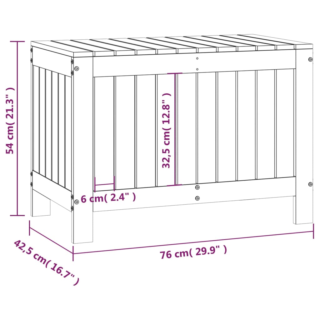 Кутия за съхранение, меденокафява, 76x42,5x54 см, бор масив