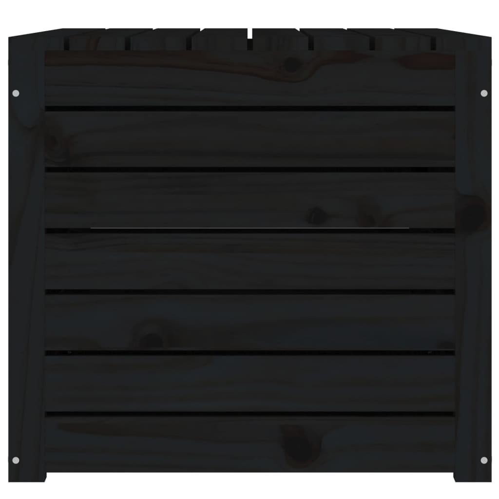 Градинска кутия черна 101x50,5x46,5 см масивна борова дървесина