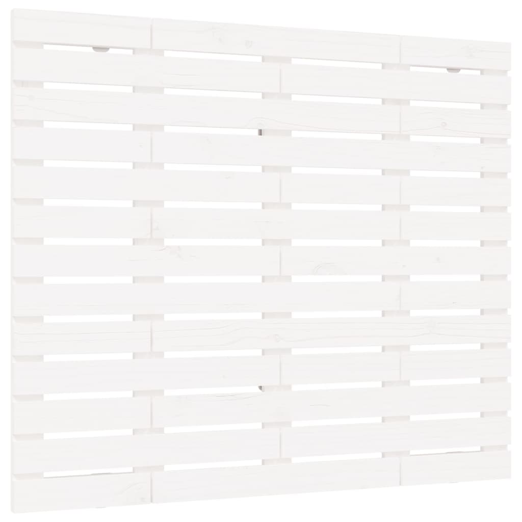 Стенна табла за спалня, бяла, 96x3x91,5 см, борово дърво масив