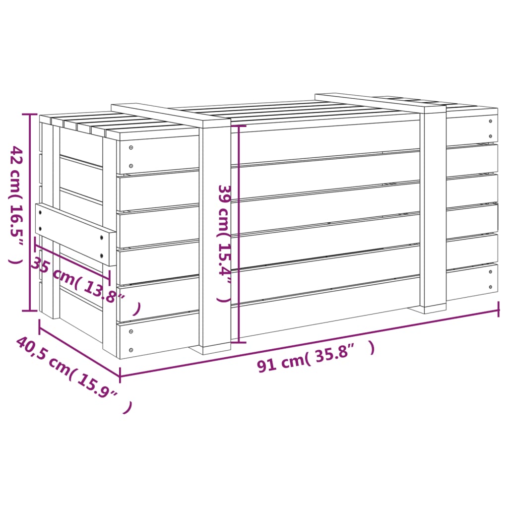 Кутия за съхранение, бяла, 91x40,5x42 см, борово дърво масив