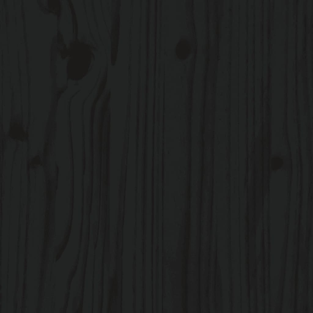 Пейка със саксии, черна, 180x36x63 см, борово дърво масив