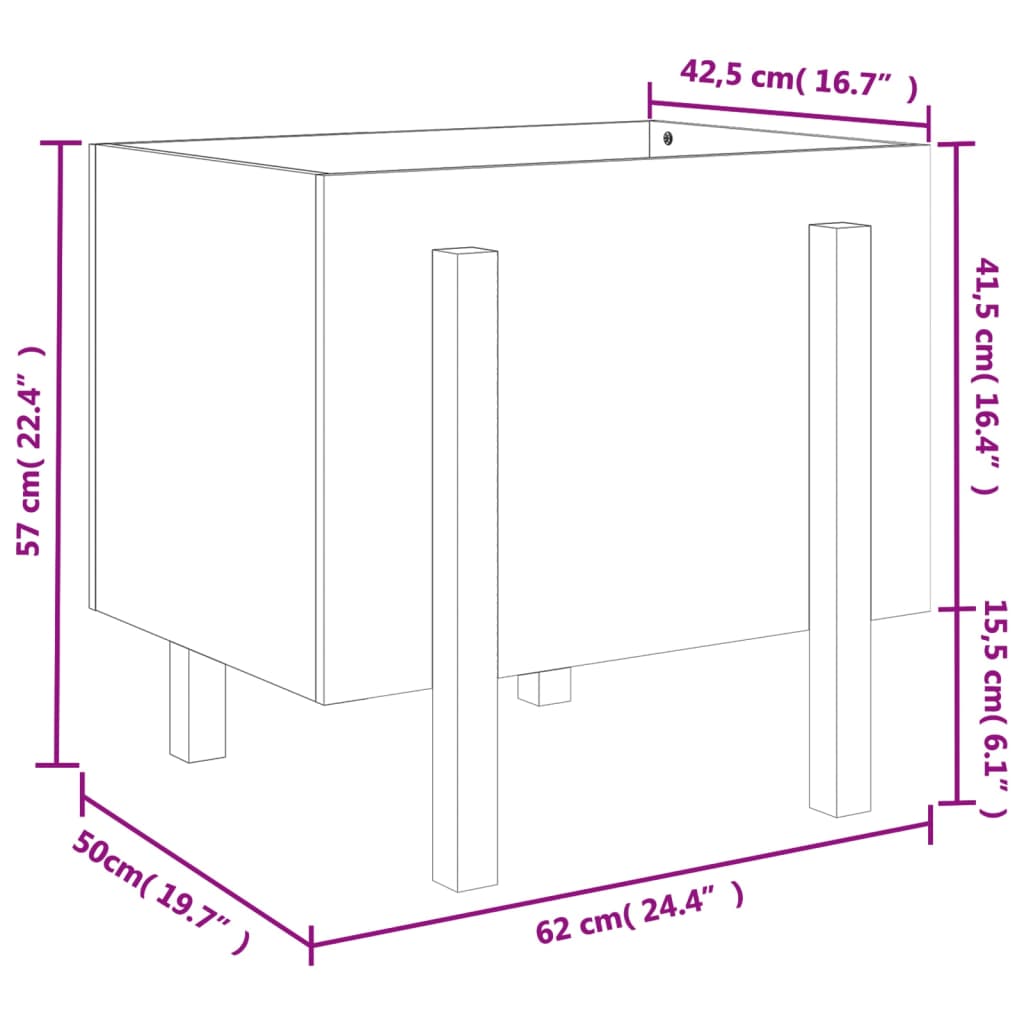 Градински сандък, бял, 62x50x57 см, бор масив