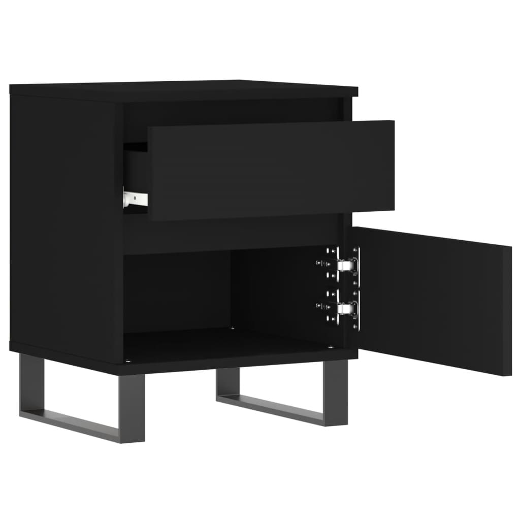 Нощни шкафчета, 2 бр, черни, 40x35x50 см, инженерно дърво