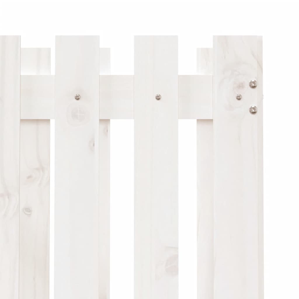 Градинска кашпа с дизайн на ограда бяла 70x70x70 см бор масив