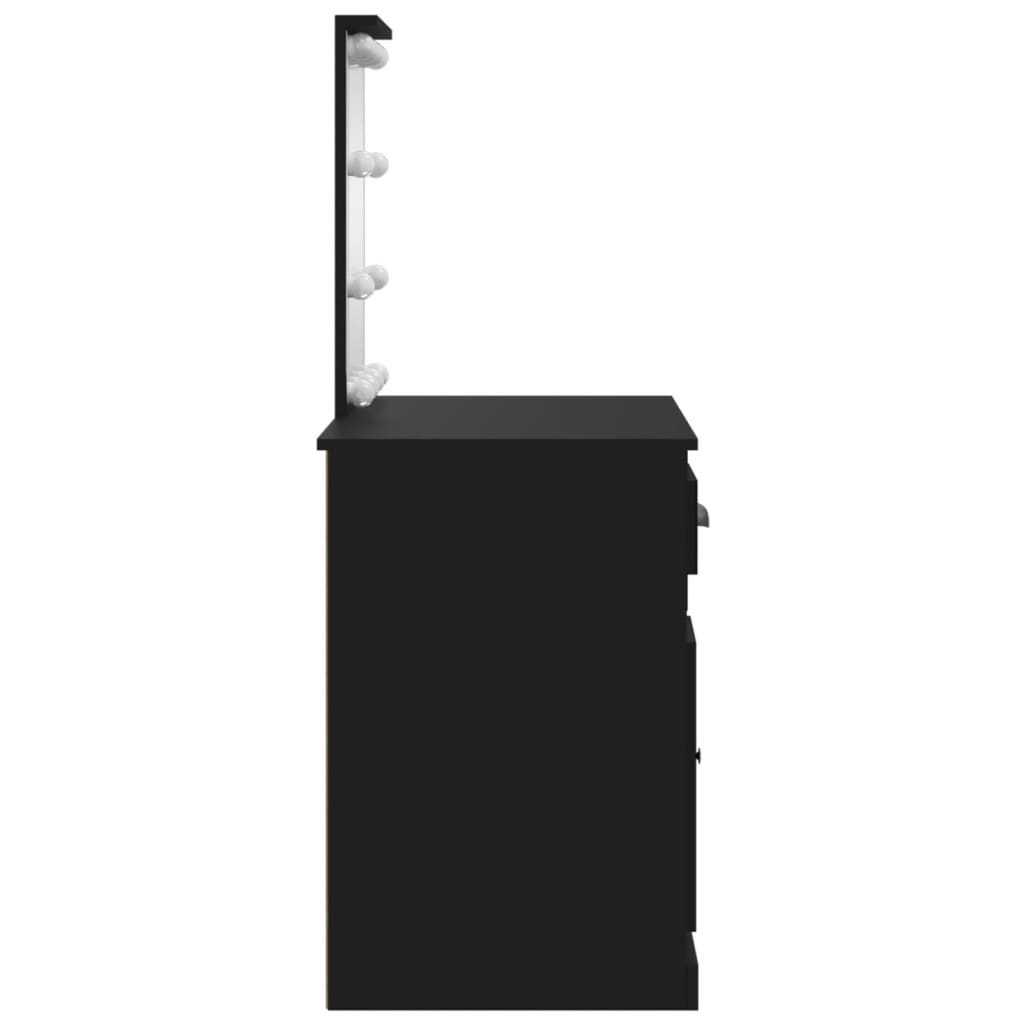 Тоалетка с LED лампи, черна, 90x42x132,5 см
