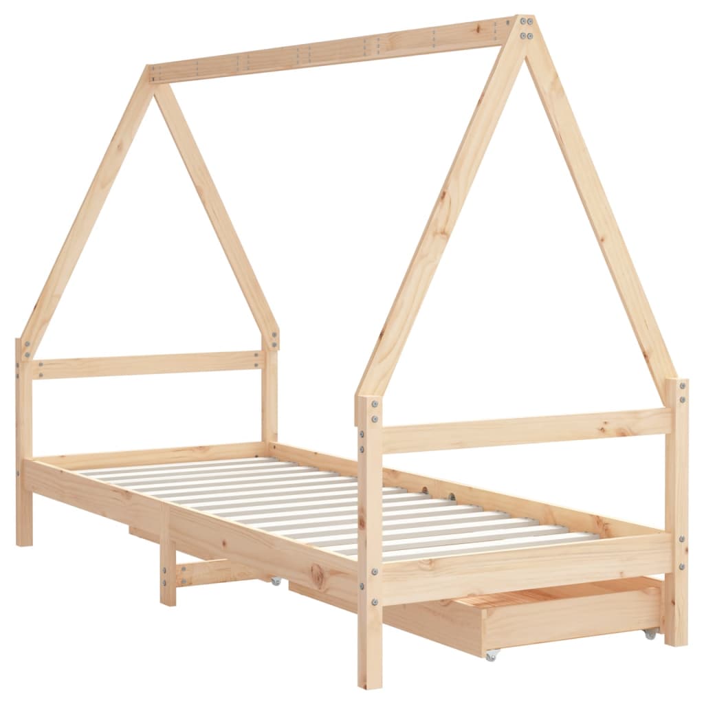 Рамка за детско легло с чекмеджета, 80x200 см, чам масив