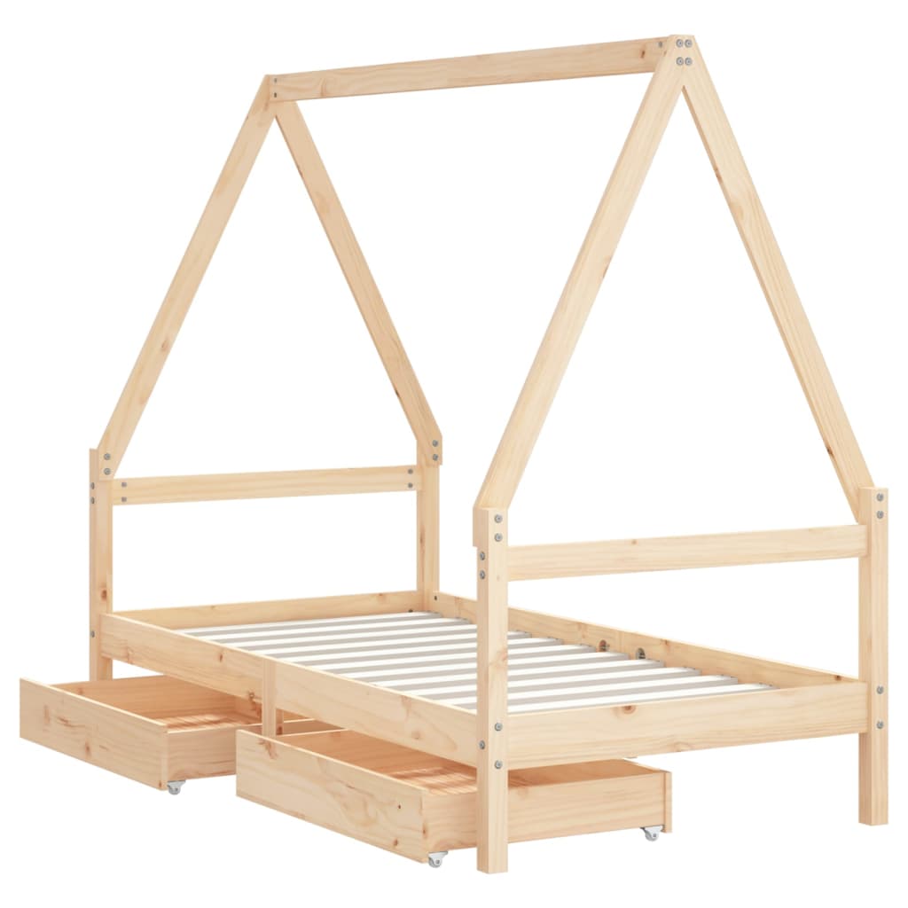 Рамка за детско легло с чекмеджета 80x160 см бор масив