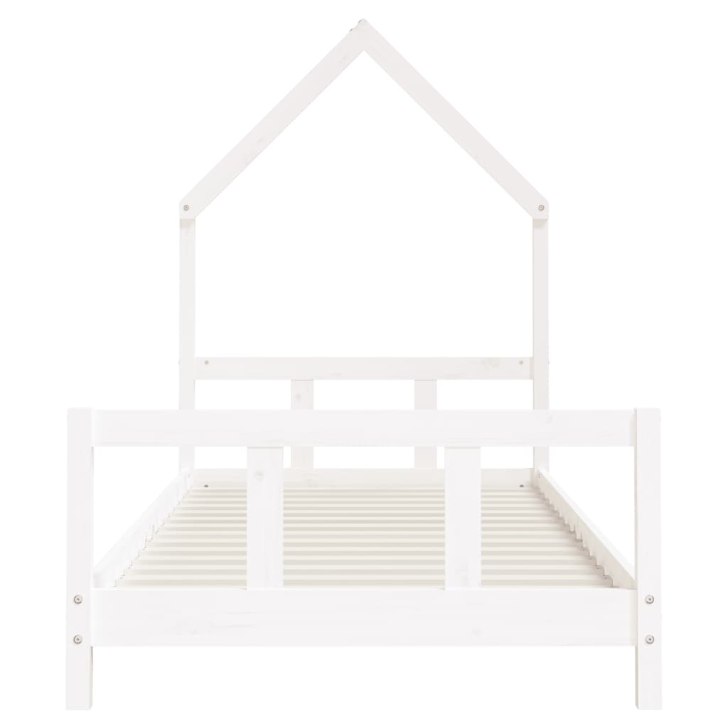 Детска рамка за легло, бяла, 90x190 см, бор масив