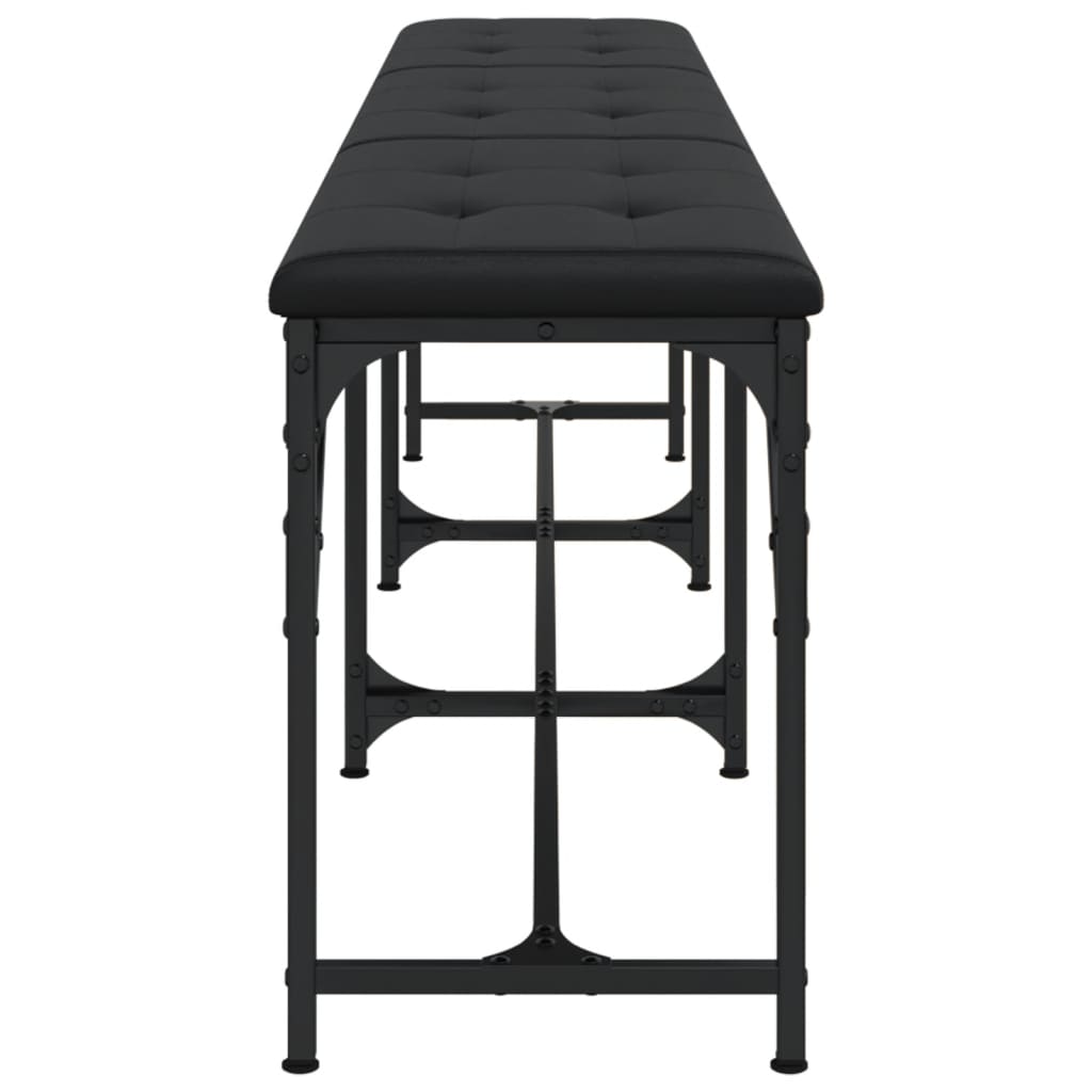 Трапезна пейка, черна, 186x32x45 см, стомана и изкуствена кожа