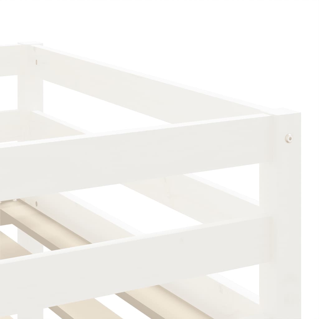 Детско високо легло със стълба, бяло, 80x200 см, бор масив
