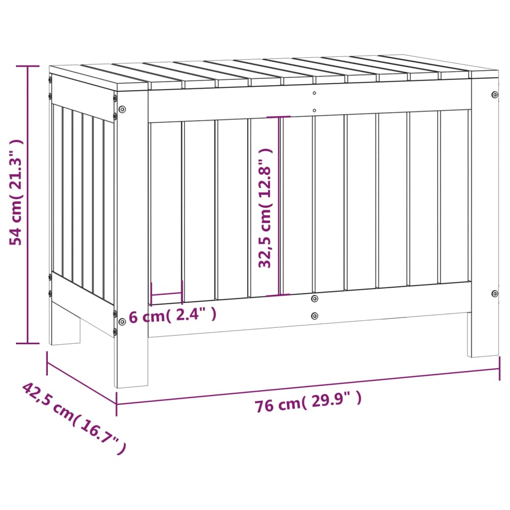 Градинска кутия за съхранение, бяла, 76x42,5x54 см, бор масив