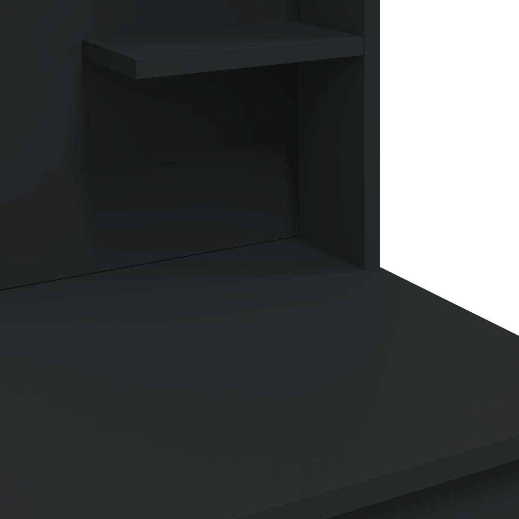Тоалетка с LED лампи, черна, 96x40x142 см