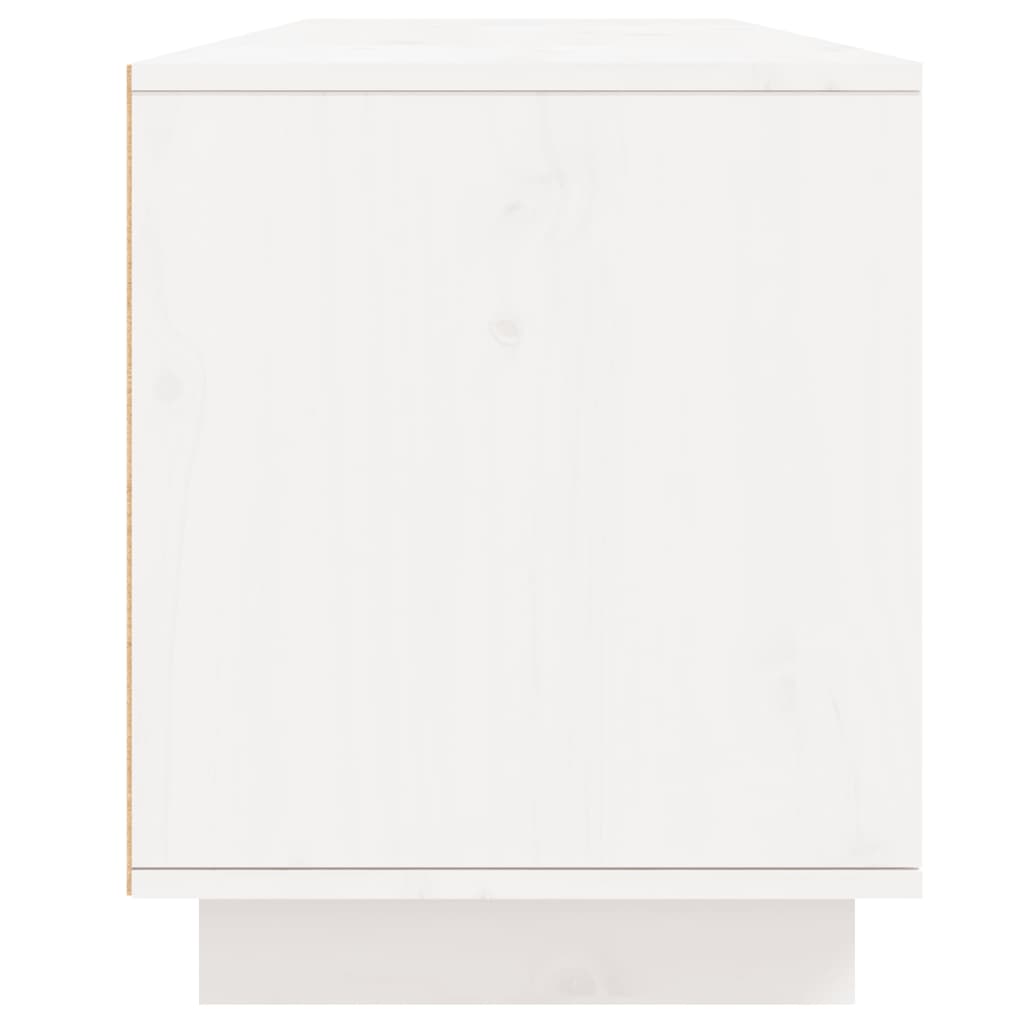 ТВ шкаф, бял, 156x37x45 см, бор масив