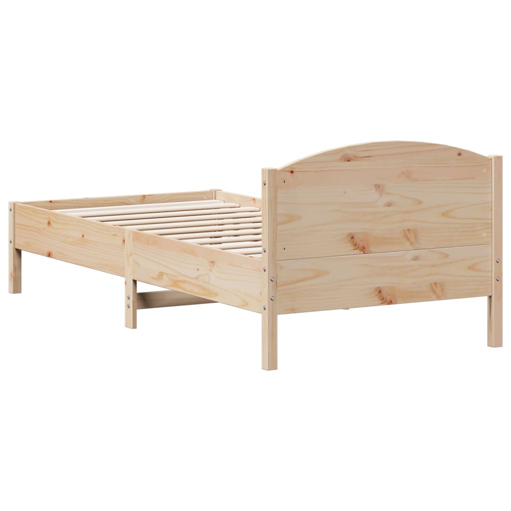 Рамка за легло с табла, 100x200 см, борово дърво масив