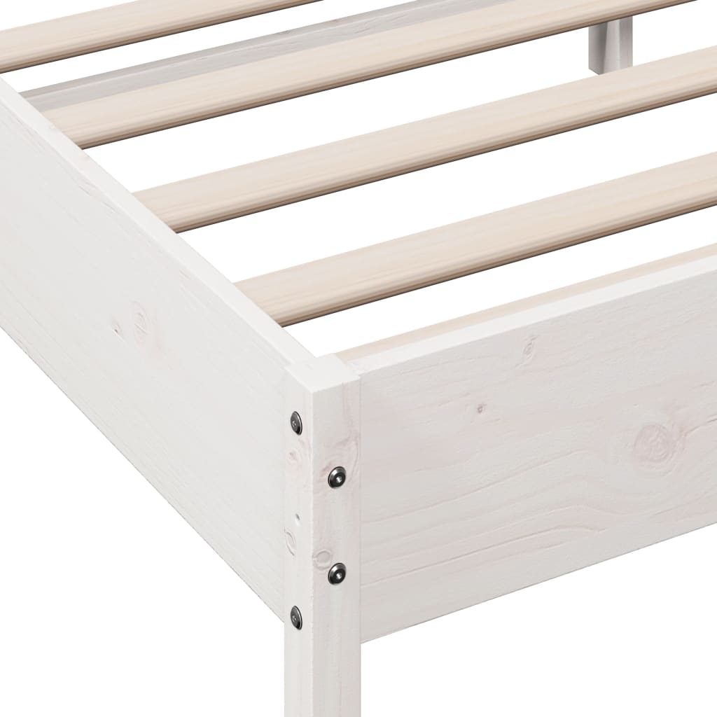 Рамка за легло с табла, бяла, 90x190 см, борово дърво масив