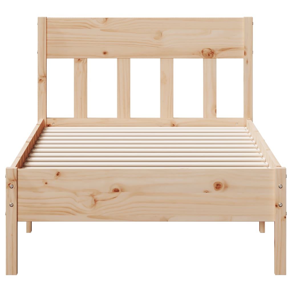Рамка за легло с табла, 75x190 см, борово дърво масив