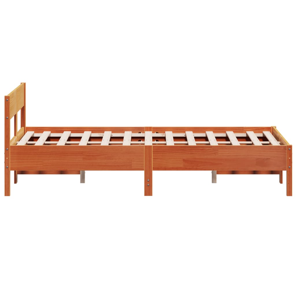 Рамка за легло с табла, восъчнокафяв, 150x200 см, бор масив