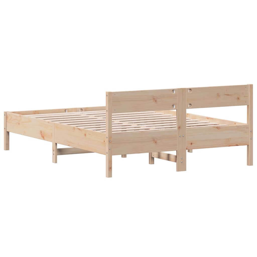 Рамка за легло с табла, 135x190 см, борово дърво масив
