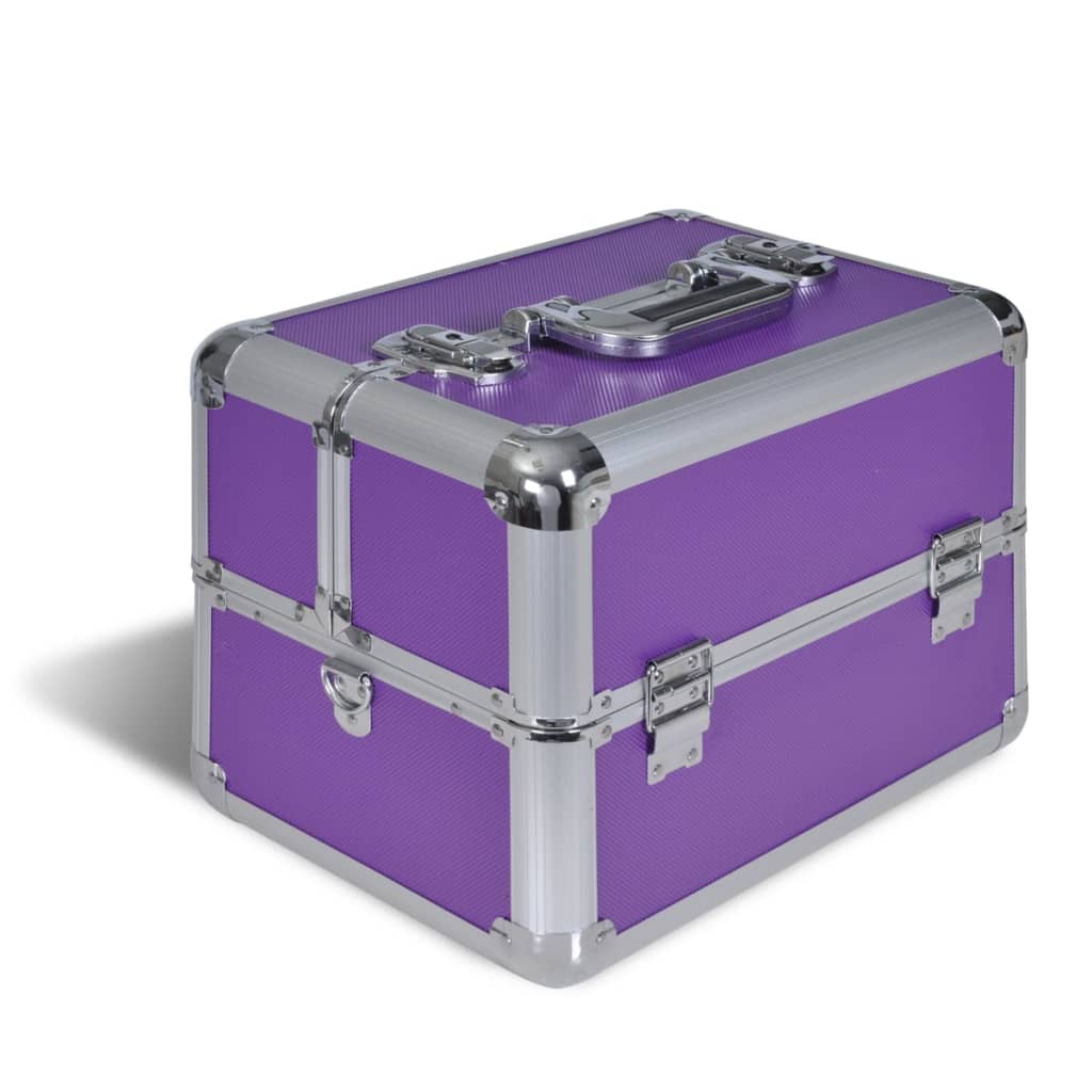 Алуминиева кутия, чанта за гримове, цвят лилав