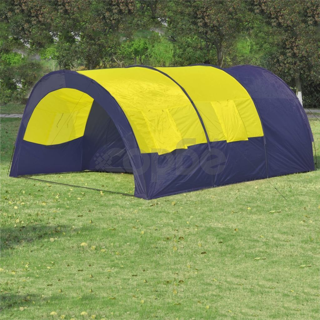 Полиестерна къмпинг палатка 6-местна синьо-жълта